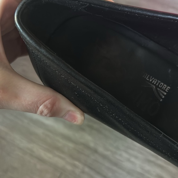 Salvatore Ferragamo mens Dress Slip On Loafers black w/ Silver logo 8 (wide) - Picture 2 of 10